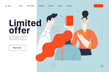 İndirim, satış, terfi, web şablonu. Düz vektör