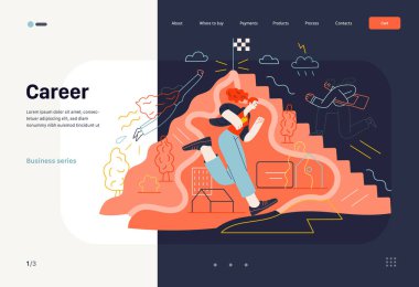 İş konuları - kariyer, web şablonu. Modern düz vektör