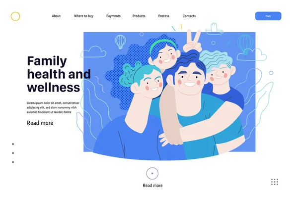 Santé et bien-être familial - modèle Web d'assurance médicale — Image vectorielle