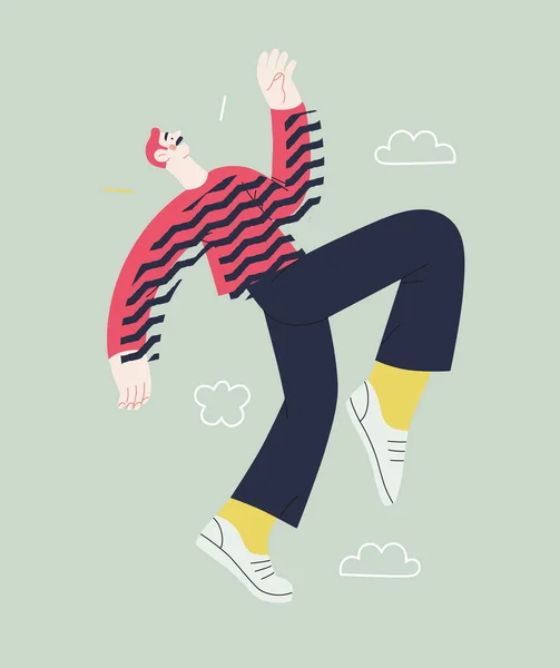 幸せ-幸せな人々は、空気中で陽気にジャンプ — ストックベクタ