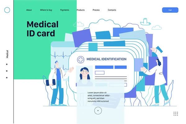 医疗身份卡、健康卡-医疗保险网络模板 — 图库矢量图片