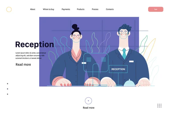 医院接待处-医疗保险网页模板.现代平面矢量 — 图库矢量图片