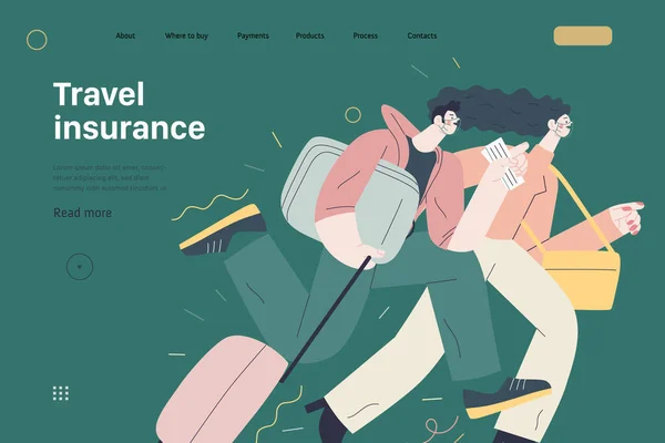 旅行保険-医療保険イラスト。現代の平面ベクトル — ストックベクタ