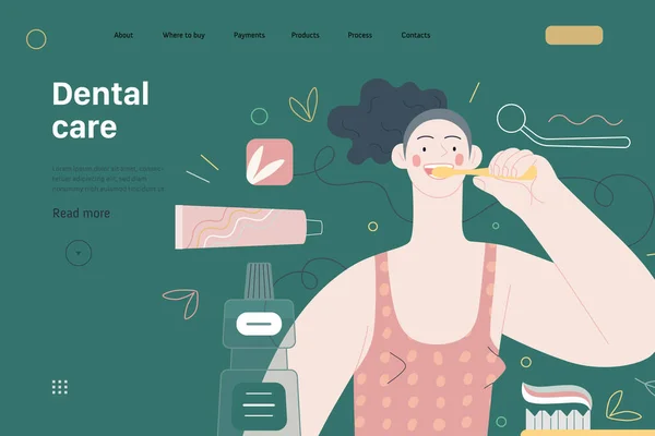 Medical insurance template - dental care. Modern flat vector — стоковый вектор