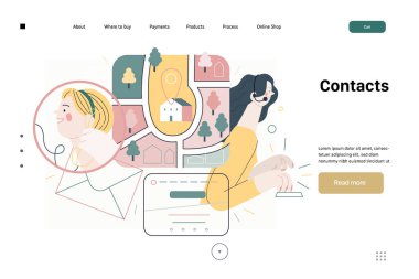 Sağlık sigortası şablonu, klinik kontakları. Modern düz vektör