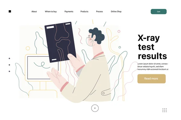 Шаблон медицинских тестов - рентгеновский тест. Современный плоский вектор — стоковый вектор