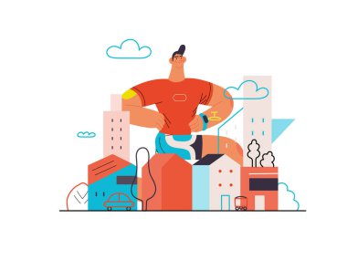 Koşucular. Dışarıda koşan ve egzersiz yapan bir adam.