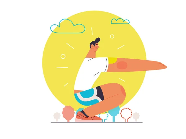 ランナー-外でランニングや運動をする男 — ストックベクタ