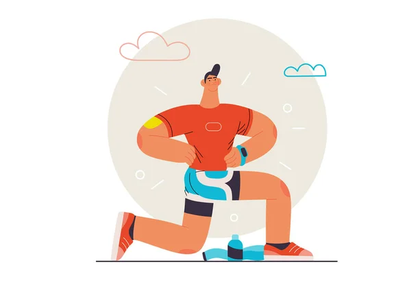 Běžci - muž běhající a cvičící venku — Stockový vektor