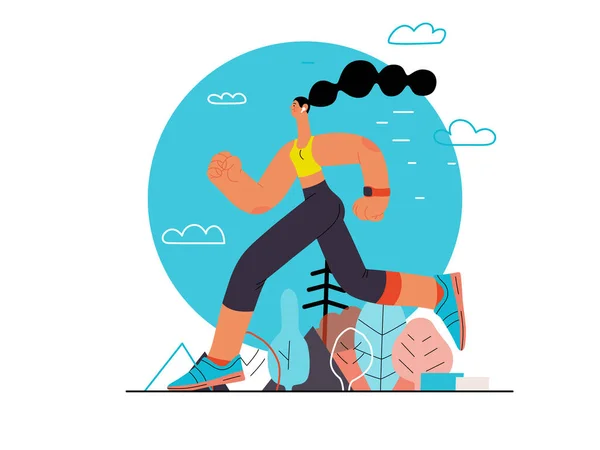 ランナー-外でランニングや運動をする女性 — ストックベクタ