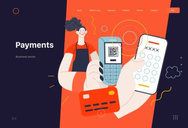 İş konuları, ödemeler, web şablonu. Modern düz vektör