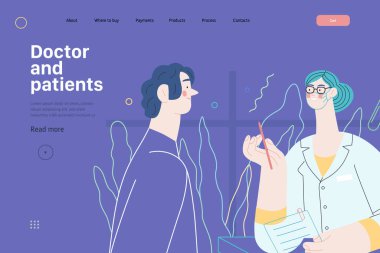 Doktor ve hastalar - Sağlık sigortası şablonu