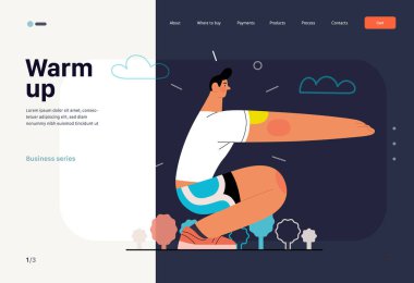 Koşucular - koşan ve dışarıda egzersiz yapan bir adam, web sitesi şablonu