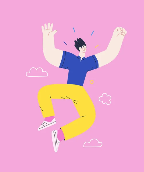 Lycka - glada människor hoppar i luften glatt — Stock vektor