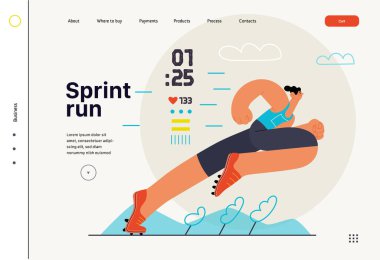 Koşucular - koşan ve dışarıda egzersiz yapan bir adam, web sitesi şablonu