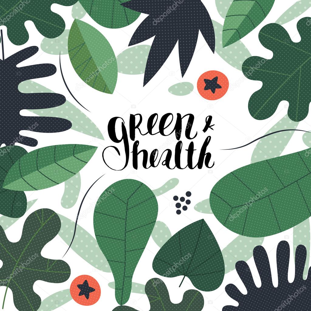 Green and health lettering