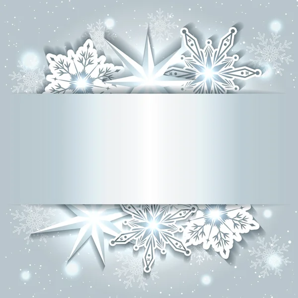 Glittrande jul bakgrund med snöflinga — Stock vektor