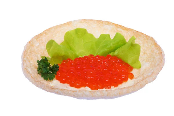 Sandwich met rode kaviaar — Stockfoto