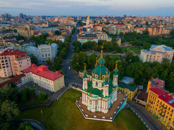 St. Andrew 's Church aerial view. Киев. Украина