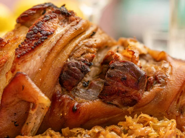 Baked Pork Meat Festive Table — Stock Photo, Image