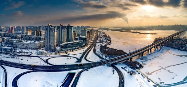Міст Патон Березняк Києві Після Заходу Сонця — стокове фото
