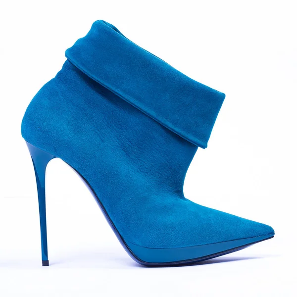 Botte Bleue Pour Femme Sur Fond Blanc — Photo