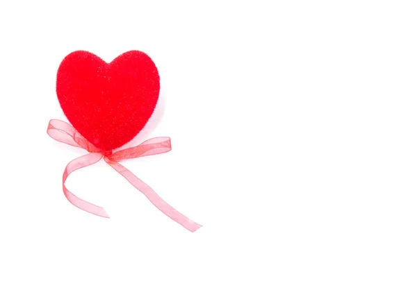 Red Heart Bow White Background — Stock Photo, Image