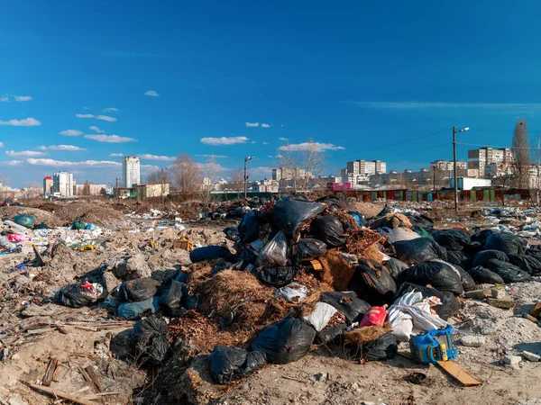 Vuilnis Vervuiling Buurt Van Obolon Regio Kiev Oekraïne — Stockfoto