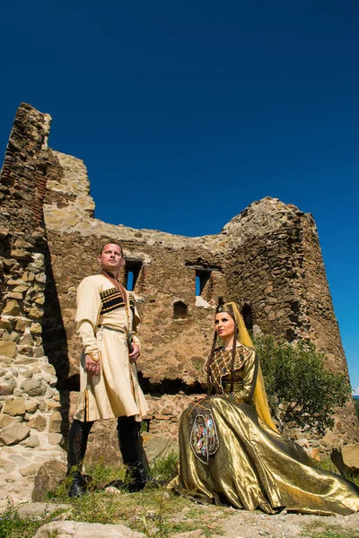 Man and woman in national dress of Georgia — Stock Photo, Image