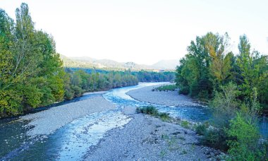 Huesca ilindeki Ainsa Panoramisi, 17 Mayıs 2017; Aragon, İspanya, Avrupa