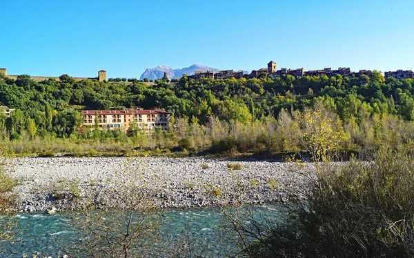Panoramic Ainsa Province Huesca May 2017 Aragon Spain Europe — стоковое фото