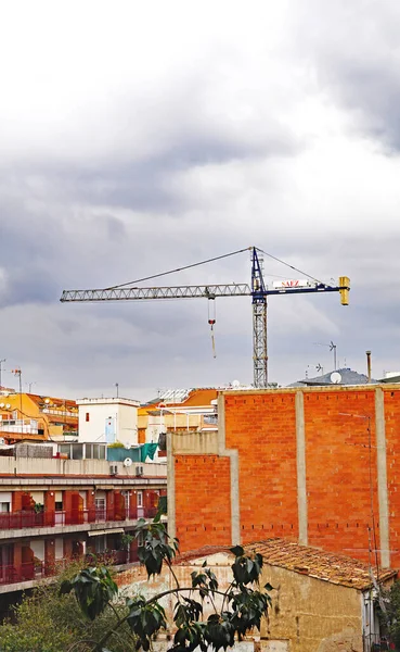 Guindastes Construção Edifícios Barcelona Julho 2018 Catalunha Espanha Europa — Fotografia de Stock