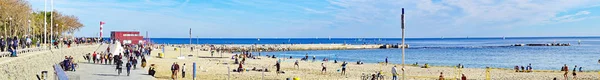 Panorâmica Vila Olímpica Pôr Sol Barcelona 2016 August Catalunha Espanha — Fotografia de Stock