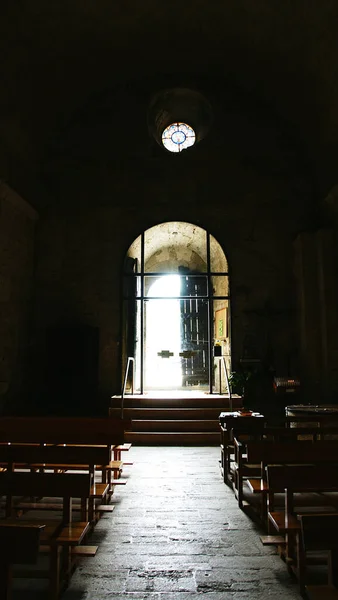 Iglesia Santa Mara Porqueres Godzina Julio 2018 Porqueres Girona Catalunya — Zdjęcie stockowe