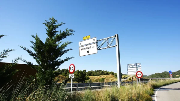 Verkehrsschilder Der Provinz Barcelona Uhr 2016 Juni Barcelona Katalonien Spanien — Stockfoto