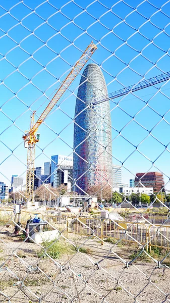 Grúas Construcción Edificios Barcelona Julio 2017 Cataluña España Europa — Foto de Stock