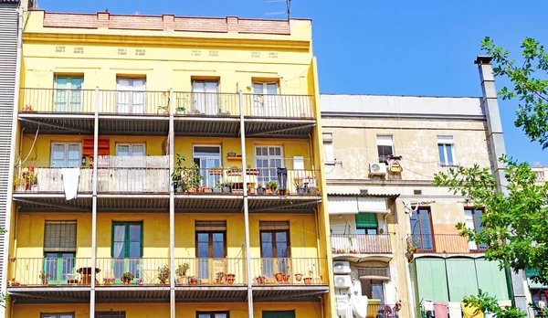 Gevels Van Oude Gebouwen Aan Gran Barcelona Catalonië Spanje Europa — Stockfoto