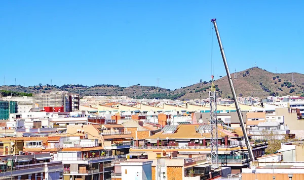 Montering Kran För Byggnation Barcelona Juli 2020 Catalunya Spanien Europa — Stockfoto