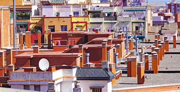 Chaminés Terraços Telhados Barcelona Julho 2019 Catalunha Espanha Europa — Fotografia de Stock