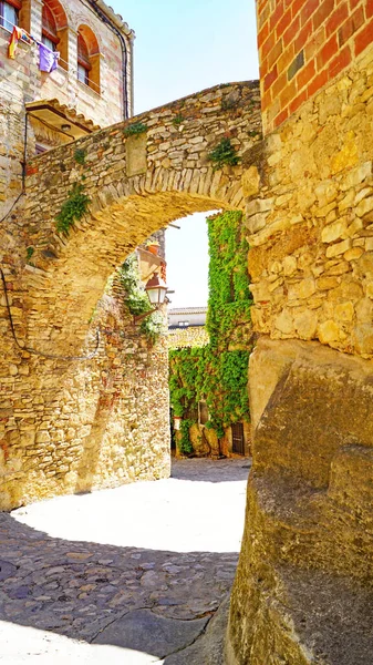 Panoramic Peratallada Municipality Forallac Julio 2018 Bajo Ampurdn Girona Catalunya — Stock Photo, Image