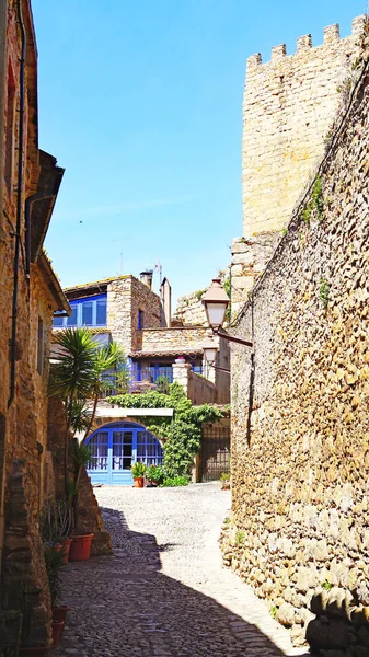 Panoramic Peratallada Municipality Forallac Julio 2018 Bajo Ampurdn Girona Catalunya — Stock Photo, Image