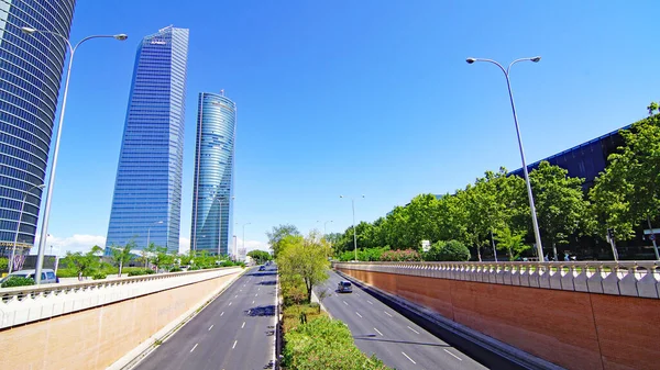 Veduta Degli Edifici Delle Quattro Torri Madrid Spagna Europa — Foto Stock