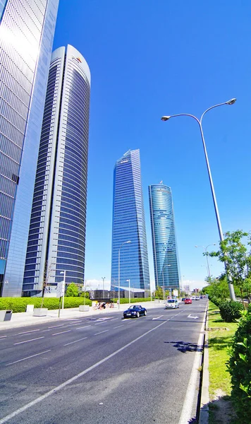 Blick Auf Die Gebäude Der Vier Türme Von Madrid Spanien — Stockfoto