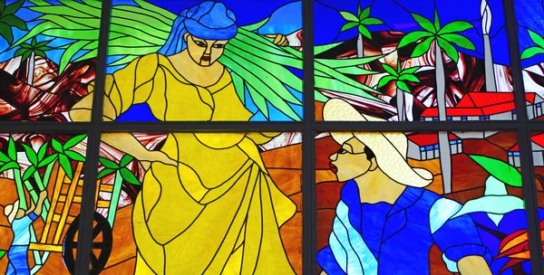 Leaded Stained Glass Window Traditional Illustration Trinidad Republic Cuba — Stock Photo, Image