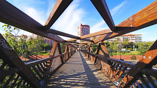 Puentes Sobre Los Jardines Nova Icaria Barcelona Cataluña España Europa —  Fotos de Stock