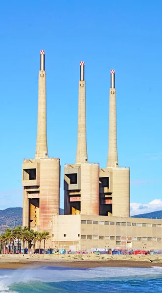 Old Thermal Power Station Three Chimneys Sant Adria Del Besos — ストック写真