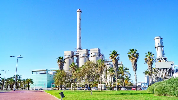 Modern Thermal Power Plant Sant Adria Del Besos Barcelona Catalunya — 图库照片