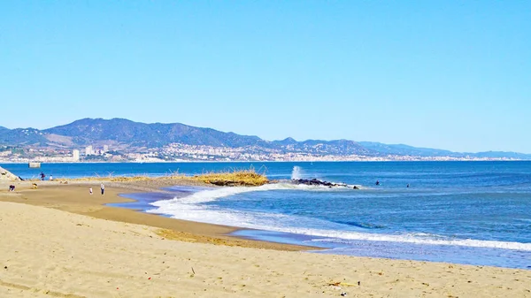 Strand Von Sant Adria Del Besos Barcelona Katalonien Spanien Europa — Stockfoto