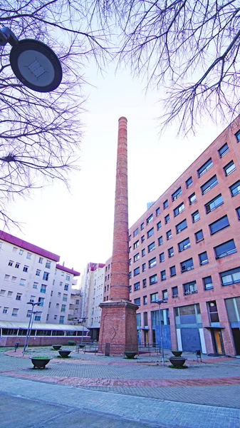 Ornamental Industrial Chimney Square Sabadell Barcelona Catalonia Spain Europe — Stock Photo, Image