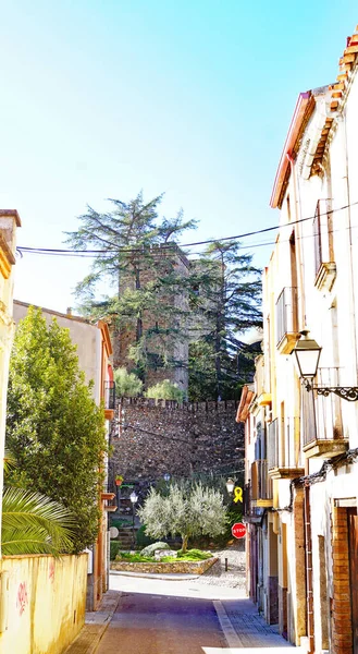 Straße Und Burg Von Piera Barcelona Katalonien Spanien Europa — Stockfoto